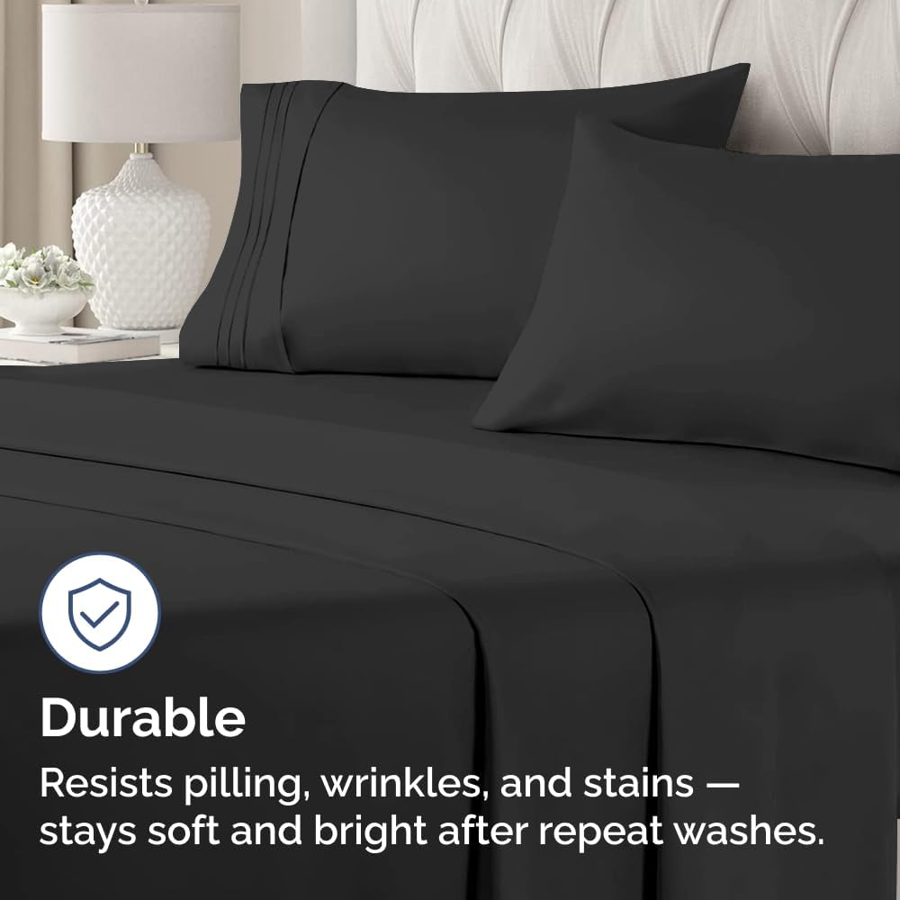 Skiennix Standard Pillow Cases Set of 4 | Ultra Soft Hotel Quality Covers - Machine Washable Black