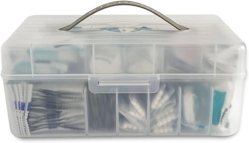 Large Bandage Organizer by [Brand Name] - 2-Tier Plastic Storage Container for Home & Office Use