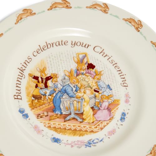 Royal Doluton Bunnykins 2-Piece (Plate & One Handled Mug) Christening Set, Multi
