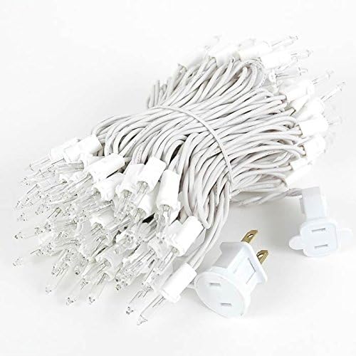 Holiday Pride White Christmas Tree Lights - 100 Clear White String Lights on White Wire - 24 Ft for Indoor/Outdoor Use