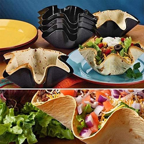 Skiennix 6-Pc Tortilla Pan Set | Non-Stick Fluted Taco Salad Bowl Makers, Carbon Steel
