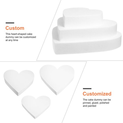 uxcell 2Pcs Heart Shaped Foam Cake Dummy, 18" x 2" Fake Cake Model Photo Prop Ornament for Wedding Supplies Birthday Cake Decoration, White
