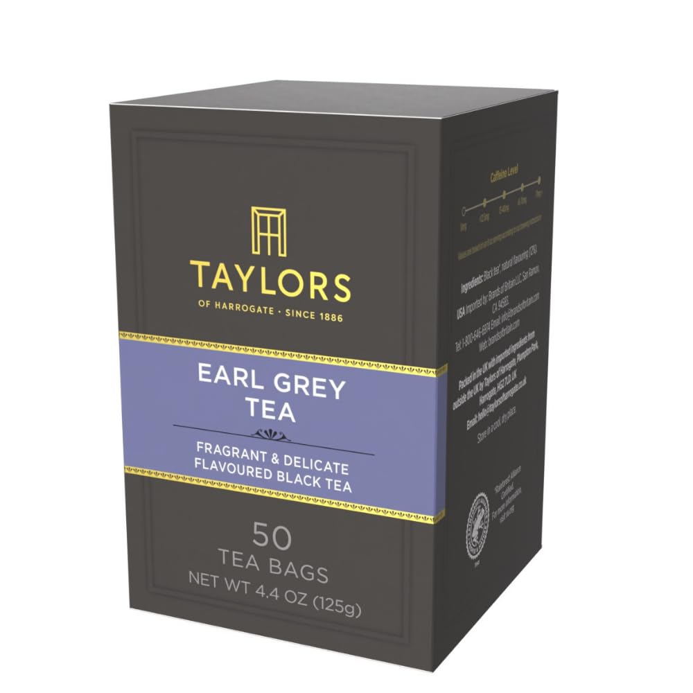 Taylors of Harrogate Earl Grey Black Tea - Fragrant & Delicate Pillow Bags, 50 Count