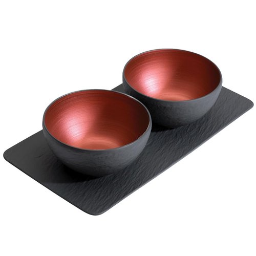 Villeroy & Boch Manufacture Rock Glow 3 Piece Condiment Set, Premium Porcelain, Made in Germany
