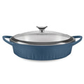 CorningWare QuickHeat 4-QT Cast Aluminum Braiser With Lid, Nonstick Ceramic Interior, Lightweight and Fast Even Heat Baking & Cooking, For Meats, Soup, Browning, Searing, French Navy