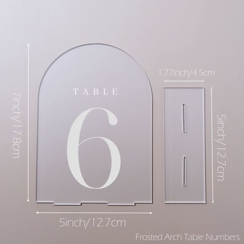 JINMURY Frosted Arch Table Numbers for Wedding, 30 Pack 5"x7" Frosted Arch Acrylic Signs with Stand Acrylic Table Numbers 1-30, Perfect for Wedding Reception