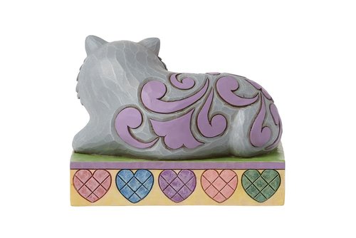 Enesco Sweethearts Candies by Jim Shore Cat Lying by Message Heart Figurine- Stone Resin Hand Crafted Collectible Figurines Valentine's Day Home Decor Statue, 3.25 Inch