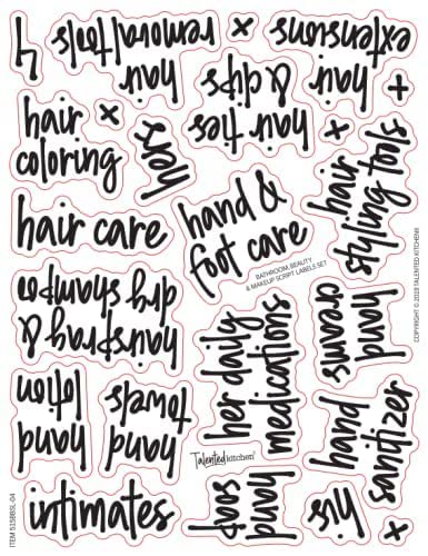 Talented Kitchen Bathroom Storage Organizer with Labels - 6-Pack, Black & White Acrylic, Polished Finish - Beauty Storage Set & Acrylic Makeup Container for Vanity Counter & Bathroom Organization