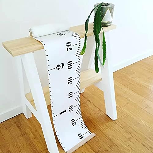 MinoMia Kids Growth Chart, Wood Frame Fabric Canvas Height Measurement Ruler from Baby to Adult for Child's Room Decoration 7.9 x 79in (7.9 x 79in, White & Black)