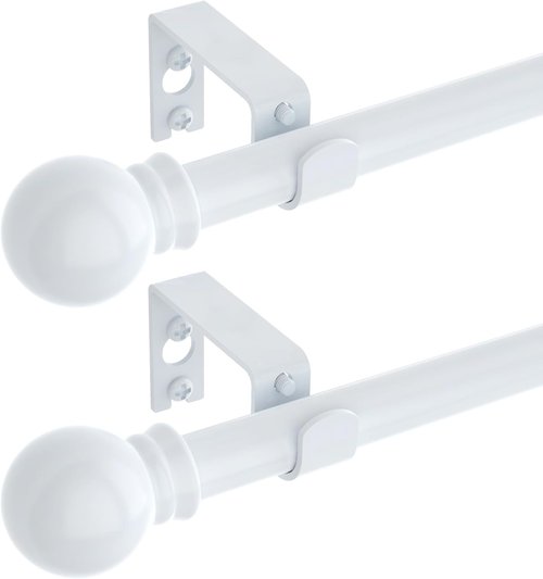 GXOACKJ Heavy Duty Metal Curtain Rods - 2 Pack White, Adjustable 32-48 Inch with Brackets