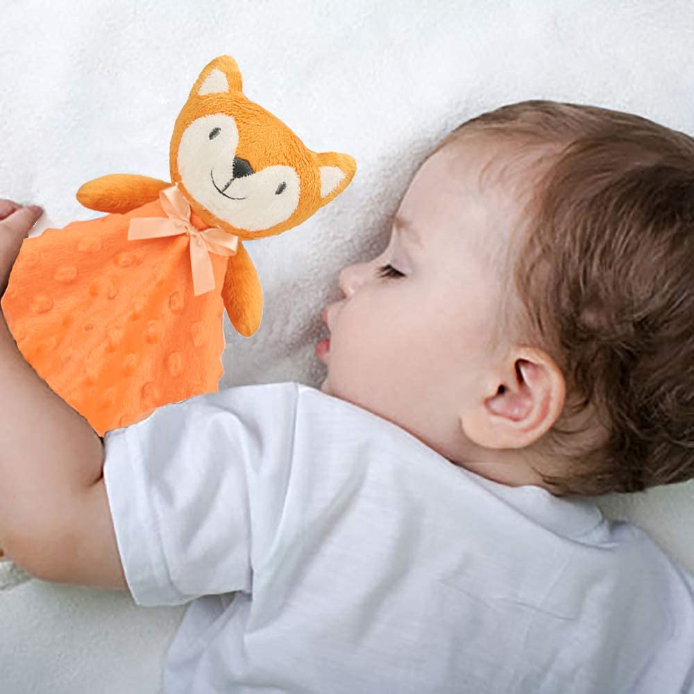 Pro Goleem Elephant & Fox Security Blanket - Soft, Cozy 16-Inch Comfort for Babies