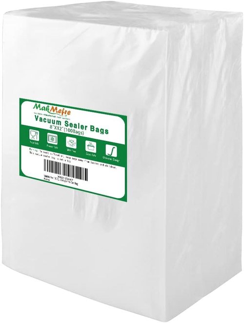 MakMeFre Vacuum Sealer Bags - 100 Quart Size, 8x12 Inch, BPA Free, Heavy Duty, Sous Vide Safe