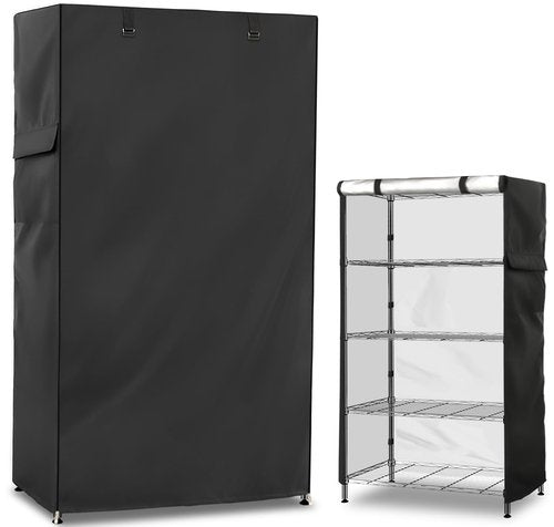 Exokugo Wire Shelf Cover,600D Heavy Duty 100% Waterproof Shelf Covers for Wire Shelving,Outdoor Storage Shelves Cover for Metal Rack,60" W x 24" D x 72" H,Black