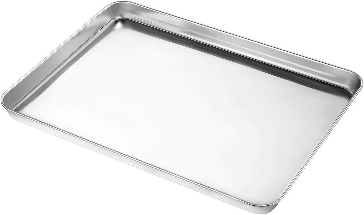 Wildone Sheet Pan Set - 12 PCS Heavy-Duty Stainless Steel Baking Trays | Dishwasher Safe, 9 x 6.7 x 1 Inches