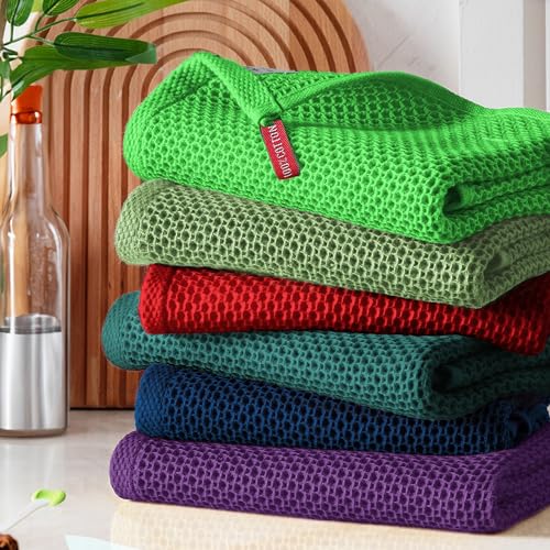 Elegant Comfort 100% Turkish Cotton 24-Pack Waffle Premium Kitchen Towels - Quick Drying and Super Absorbent Kitchen Dishcloth Towels, Ultra Soft Multi-Purpose Cleaning Towels, 16 x 25, Sage