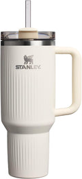 STANLEY Quencher H2.0 Tumbler - 40 oz Insulated Stainless Steel with Handle & Straw | BPA-Free Fluted Cream Gloss