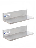 SWOTCATER Stainless Steel Wall Shelf 8.6"x16" 50LB, 2 Packs L-Shaped Commercial Wall Mount Floating Shelving for Kitchen, Restaurant, Home
