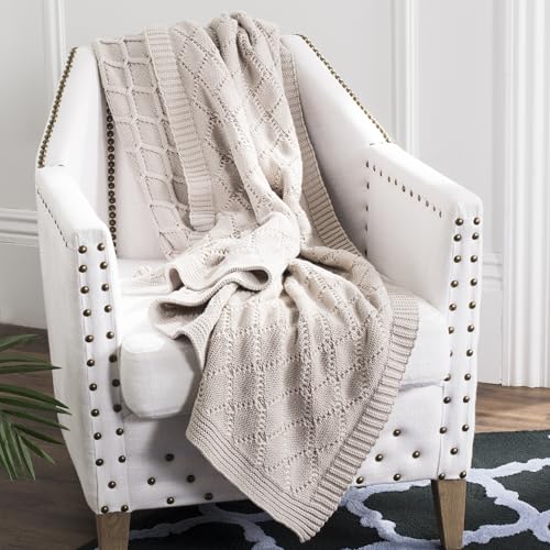 SAFAVIEH Petal Knit Throw Blanket, Palewisper
