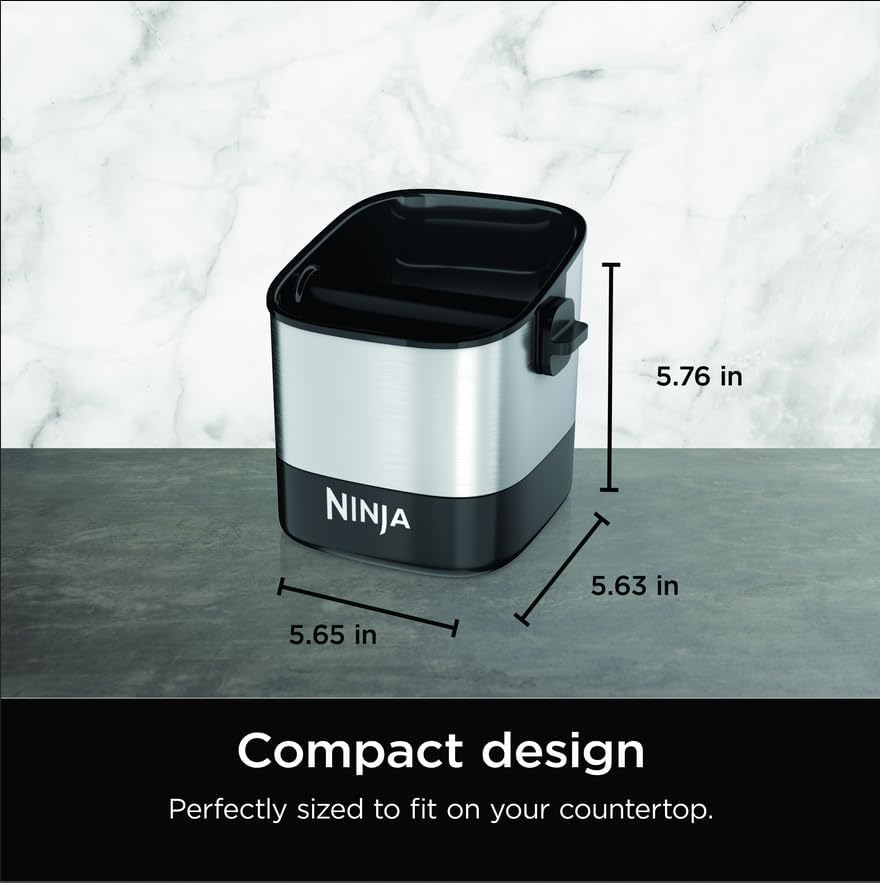 Ninja Luxe Café Knock Box - Easy Espresso Puck Disposal with Non-Slip Base | Holds 10 Double Shots
