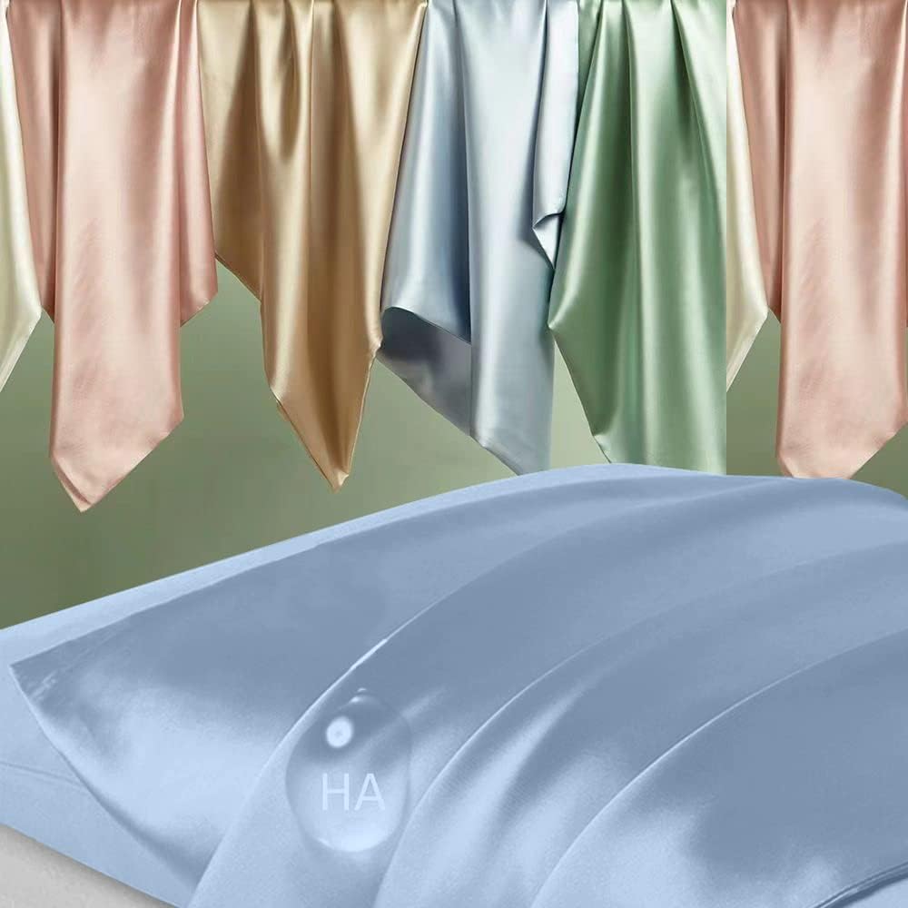 Skiennix Mulberry Silk Pillowcase - Anti-Acne Cooling King Size Cover in Haze Blue | Perfect Gift for All