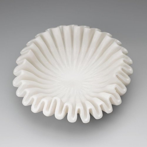 SWADESHI BLESSINGS HandCrafted Marble Ruffle Bowl, Large Decorative Bowl for Home Decor, Key Bowl for Entryway Table, Scalloped Bowls for Dining Table Centerpiece Decor, Catch All Bowls, 9"