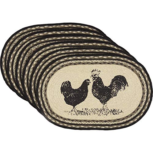 VHC Brands Sawyer Mill Charcoal Table Décor, Placemat Set 12x18, Poultry