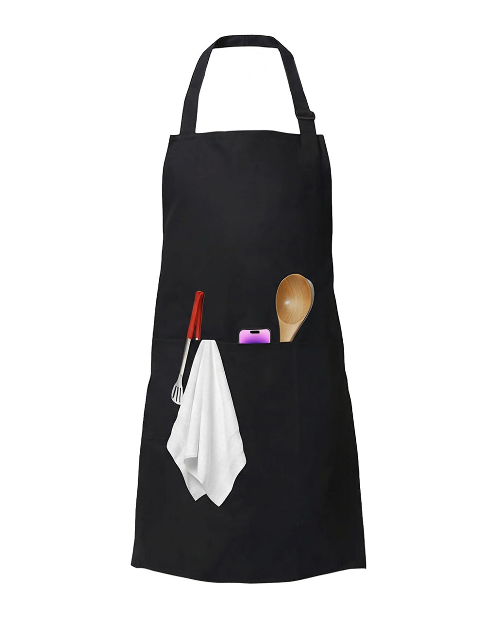 Xeoxarel Adjustable Bib Apron with 2 Pockets, Cooking Kitchen Aprons for Women Men Chef, Black