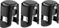 Champagne Stoppers with Stainless Steel Champagne Saver with Food Grade Silicone Leak proof Keep Fresh Suitable for Champagne, Cava, Prosecco and Sparkling (Black, 3 Pack)