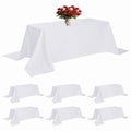 6 Pack White Tablecloth 90 x 156 Inch Table Cloth for 8 Foot Rectangle Tables, Wrinkle Resistant Washable Polyester Fabric Table Covers for Party, Wedding,Dining,and Banquet