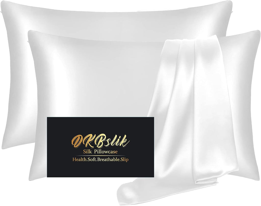 Regine Switzerland Silk Pillowcase Set - Natural Mulberry Silk for Hair & Skin | King Size, White - 2 Pack
