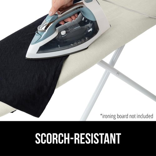 GORILLA GRIP The Original Ironing Board Cover and Pad, Silicone Coating, 400°F Scorch Resistant Thick Padding, Heavy Duty Iron Covers Standard Boards, Hook and Loop Fastener Strap, Linen 15x54