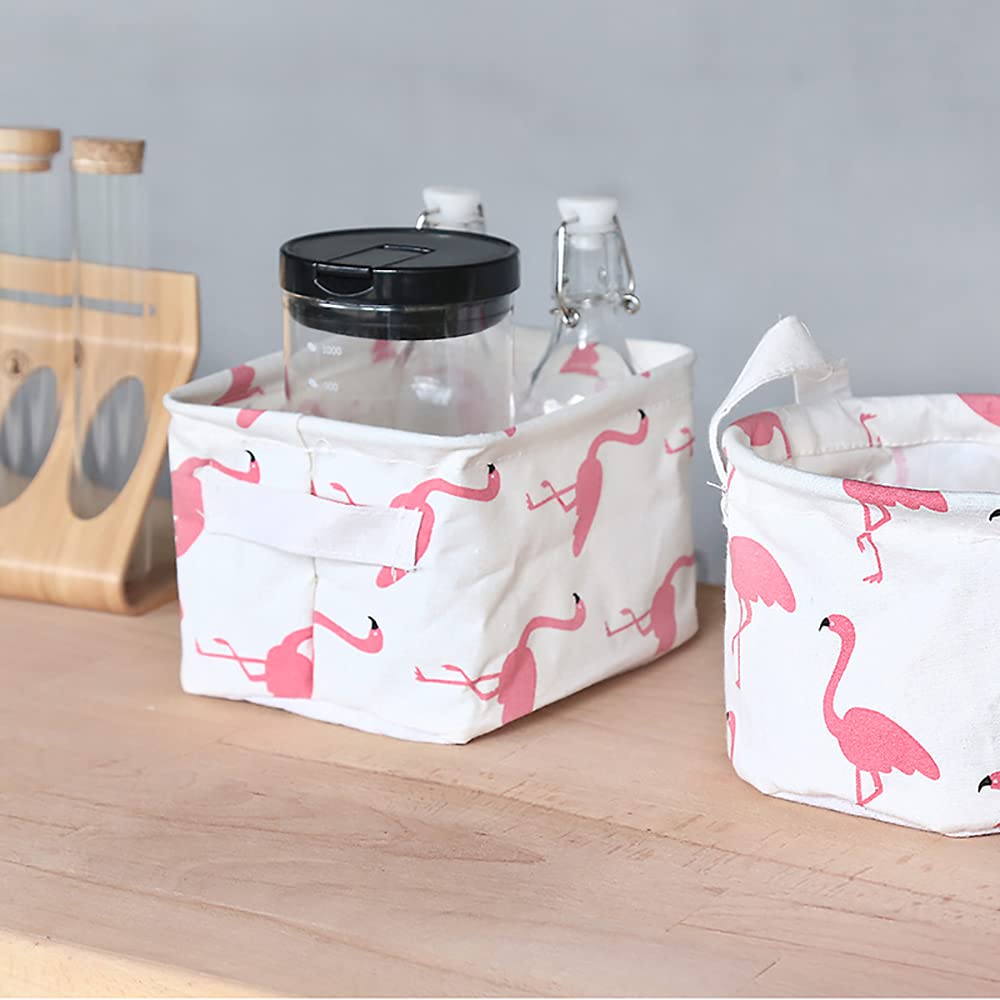 Lawei 9 Pack Mini Canvas Storage Bins - Collapsible Canvas Shelf Basket Nursery Organizer Box with Handles for Nursery Kids Bathroom Home Office