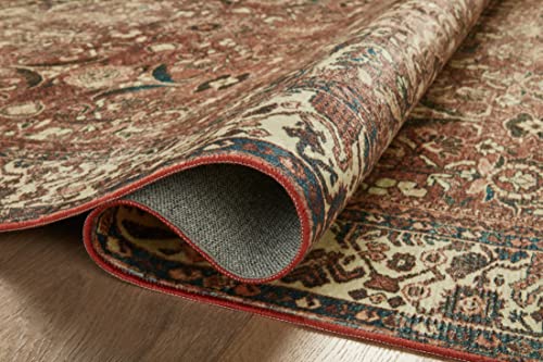 Loloi Magnolia Home by Joanna Gaines Banks Collection BAN-04 Brick/Ivory 2'-3" x 3'-9" .13" Pile Height, Machine Washable, Accent Rug