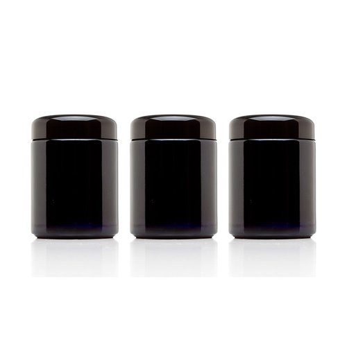 Infinity Jars, Premium Airtight Ultraviolet Glass Jar 250  ML (8.3 fl oz) Pack 3 Smell Proof, Antistatic, Light Blocking Container for Herbs, Coffee, Tea & Spices Durable, Travel-Friendly Storage