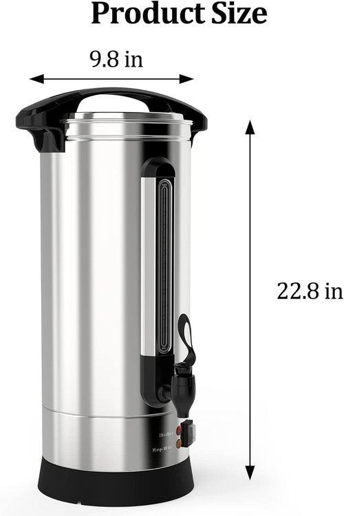 GarveeHome 60 Cups Coffee Urn,10 L/2.6 gal Double Wall Commerical Coffee Maker for Buffet Catering Wedding Gathering,Large Capacity Hot Coffee Dispenser,Stainless Steel Hot Water Urn