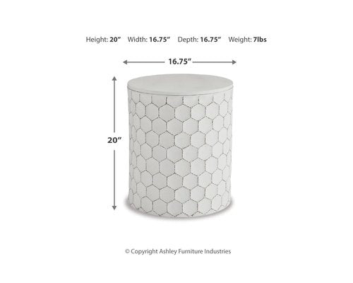 Signature Design by Ashley Polly Geometric Honeycomb Indoor Outdoor Accent Stool or Table, White