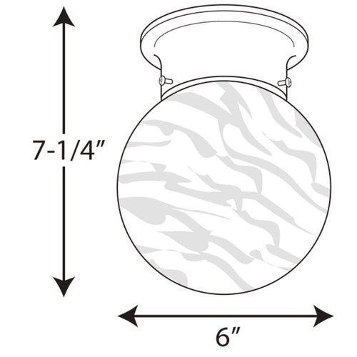 Progress Lighting 1 Light Ceiling Light, 6-Inch Glass Globe Flush Mount Ceiling Lighting Fixture, Dimmable, White Glass, Brushed Nickel (P3401-09)