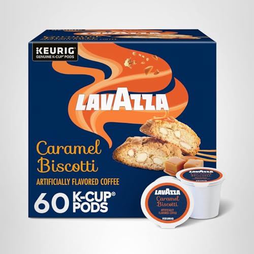 Lavazza Caramel Biscotti Coffee, Single Serve Keurig K-Cup Pods, Flavored Coffee, 60-Count Box (6 Packs of 10)