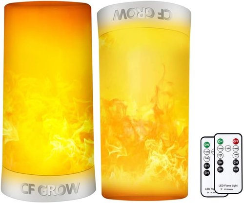 LED Flame Effect Fireplace Light - USB Rechargeable Flameless Candle with Remote & Timer | 2 Pack