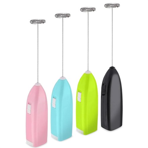 4 PCs Battery Stirrer – 7.7 Inch Coffee Mixer Set in Assorted Colors with Stainless Steel Rods for Stirring Milk – Durable, Rust Resistant, Easy to Clean Tools for Dairy and Non-Dairy Milk Like