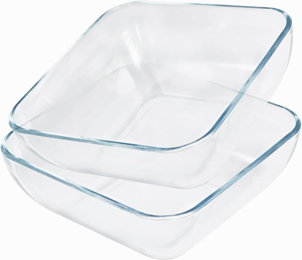Regine Switzerland 2-Quart Glass Mixing Bowls Set - Durable Tempered Glass | 8-Inch Square Design