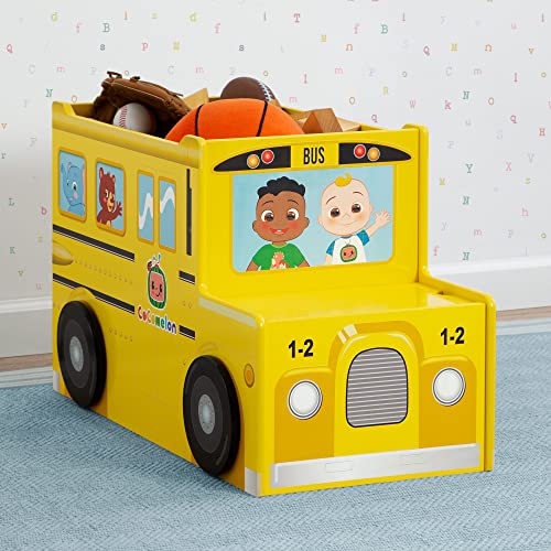 Delta Children CoComelon School Bus Toy Box + Delta Children CoComelon Plastic Toddler Bed (Bundle)