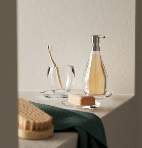 Umbra Droplet Acrylic Soap Dish Container For Bathroom - Acrylic Soap Bar Holder For Bath Sink - Nicely Fits Into Amenity Tray and Holds the Soap Bar Preventing It From Dirt and Ensures Zero Waste