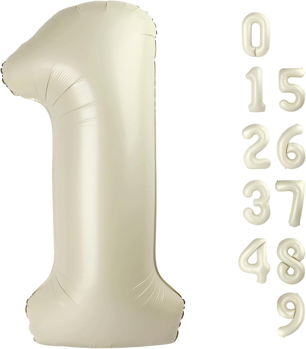 Number Balloons - 40 Inch Cream White 1 Balloon for 1st Birthday Party Decorations | Baby Shower Photo Shoot