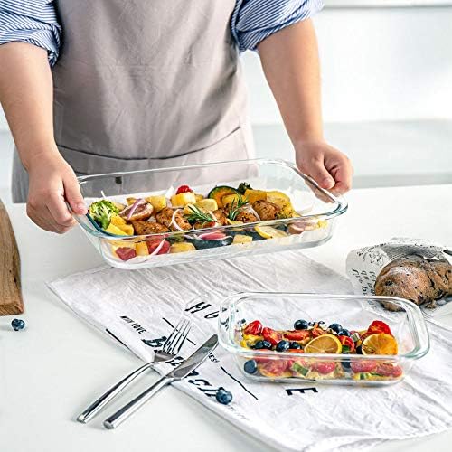 Regine Switzerland 8-Piece Deep Glass Baking Dish Set - Rectangular Bakeware with Lids for Lasagna & Leftovers | Freezer-to-Oven Safe, Gray