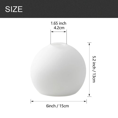 3 Pack Fixture Replacement Globe Shade, 6 Inch Diameter, E26 Base 1-5/8 Inch Fitter, Glass Globe Lampshade Cover for Pendant Wall Sconce Chandelier Vanity Light (3 Pack 6 Inch White Frosted Glass)