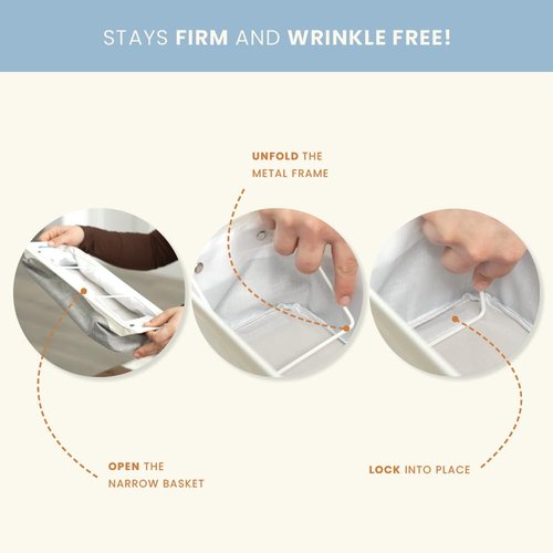 OrganiHaus Narrow Storage Bins 15x06in, Small Closet Bins for Shelves, Bathroom Storage Baskets, Narrow Baskets, Fabric Organizer with Handles, Toilet Paper Organizer - 2 Pack, White w/ Brown Stripes