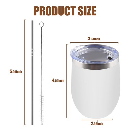Amtidy 12 Pack Powder Coated Stainless Steel Tumbler with Lid,Equipped with straw and straw brush，12 oz Double Wall Vacuum Insulated Travel Tumbler Cup for Coffee, Wine, Cocktails