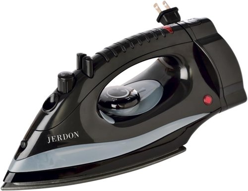 Jerdon Hotel Iron - Mid-Size Black Clothing Iron with Retractable Cord & Dual Auto Shut-Off - 1200 Watts