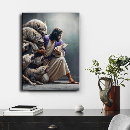 Christian Wall Art | Jesus The Good Shepherd - Inspiring Canvas Print for Home Decor, Church & Gifts
